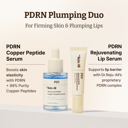 PDRN Plumping Duo: Advanced PDRN Copper Peptide Serum + Advanced PDRN Rejuvenating Lip Serum